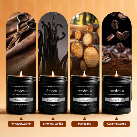 Aredenua men's candle set smoke and vanilla jar for refined warmth