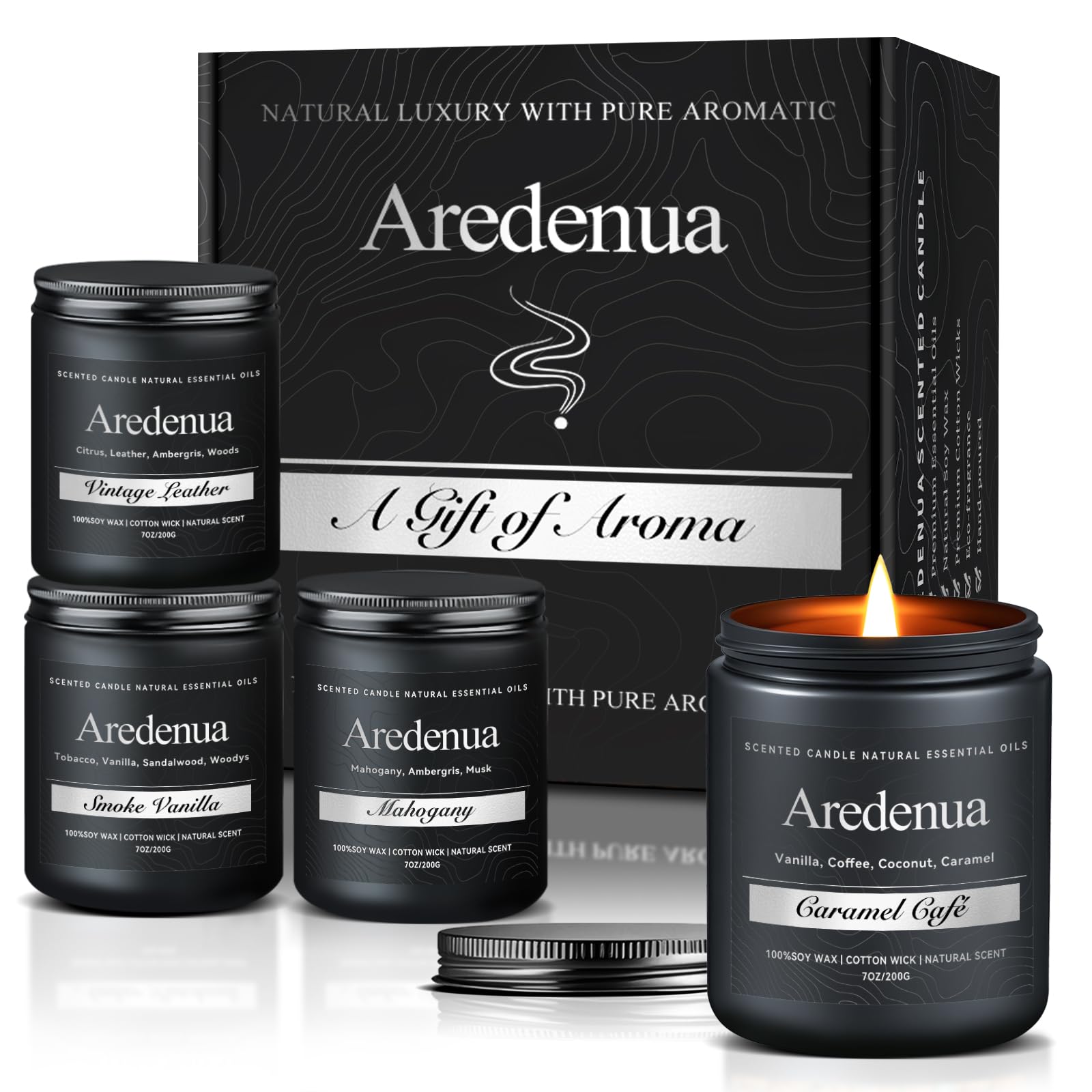Aredenua men's candle set vintage leather jar for study or lounge ambiance