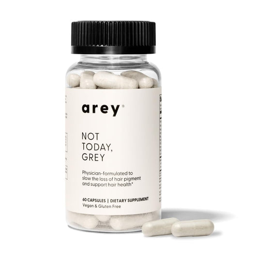 Arey Not Today bottle and label shown, daily hair support in a vegan formula.