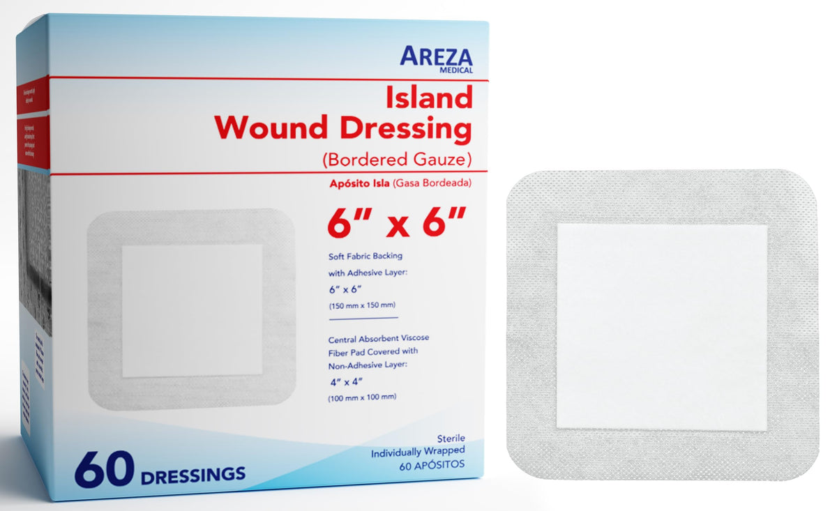 Areza Medical bordered gauze island dressing for secure wound coverage