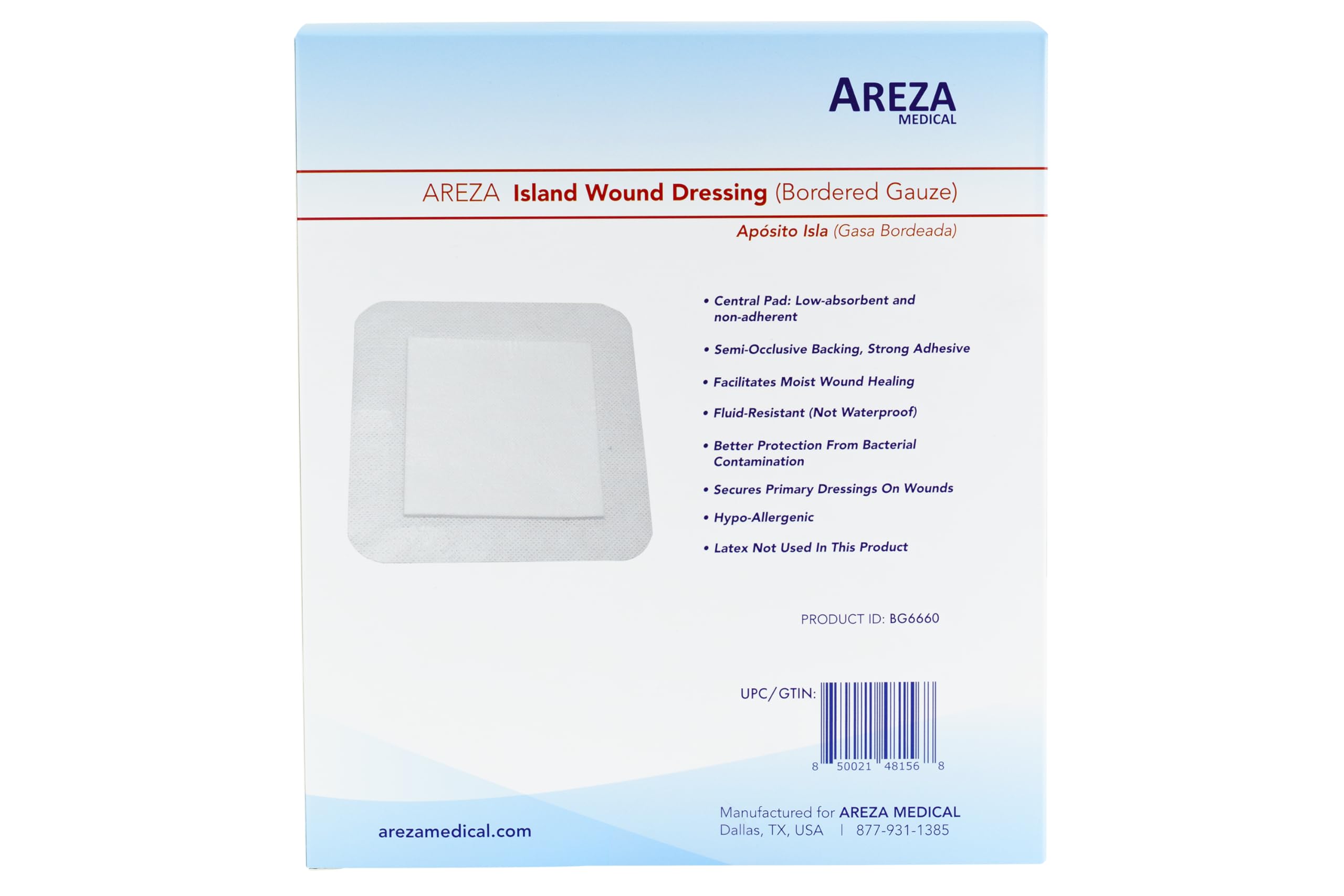 Areza Medical dressing usable as primary or secondary wound coverage