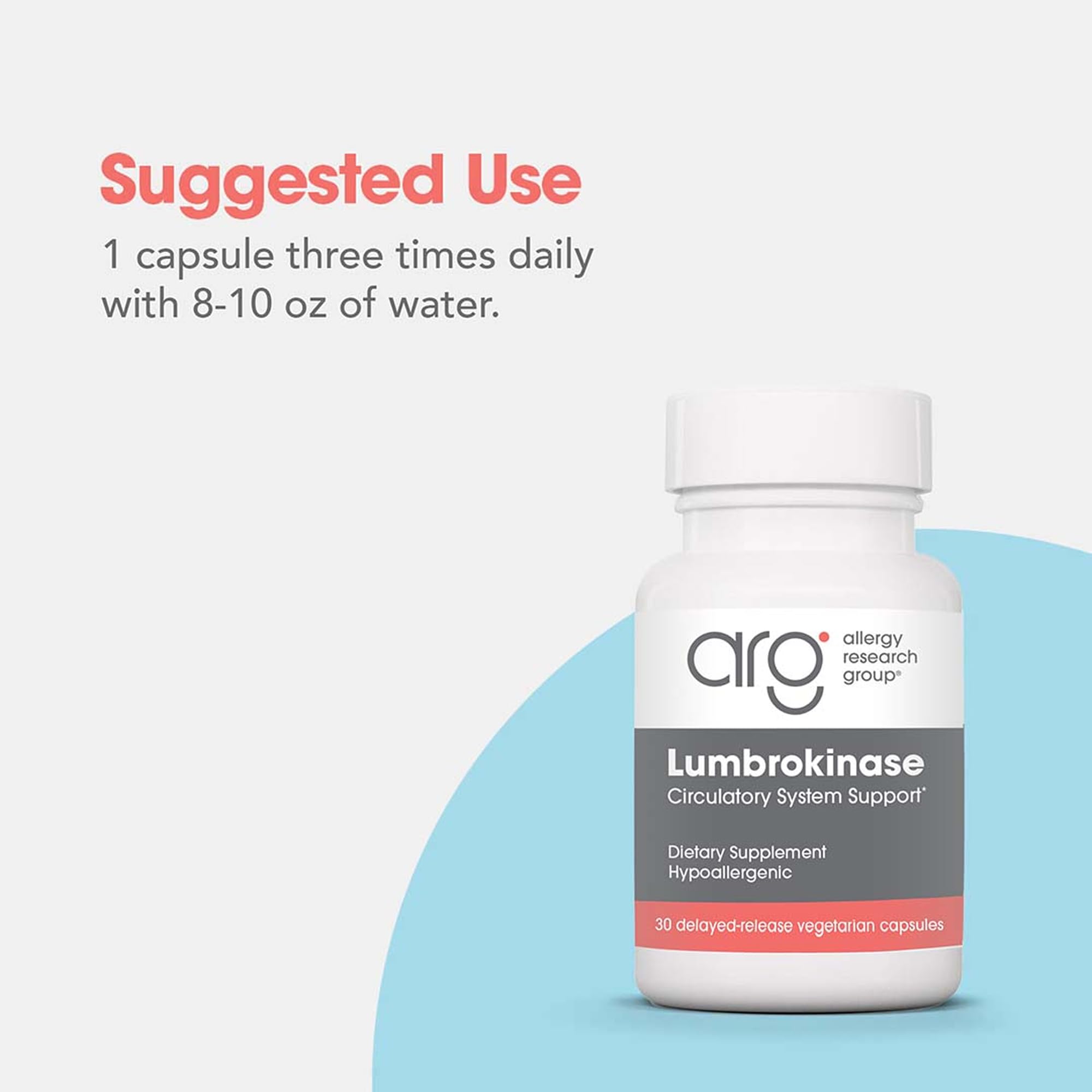 ARG Lumbrokinase packaging on shelf ready for everyday use.