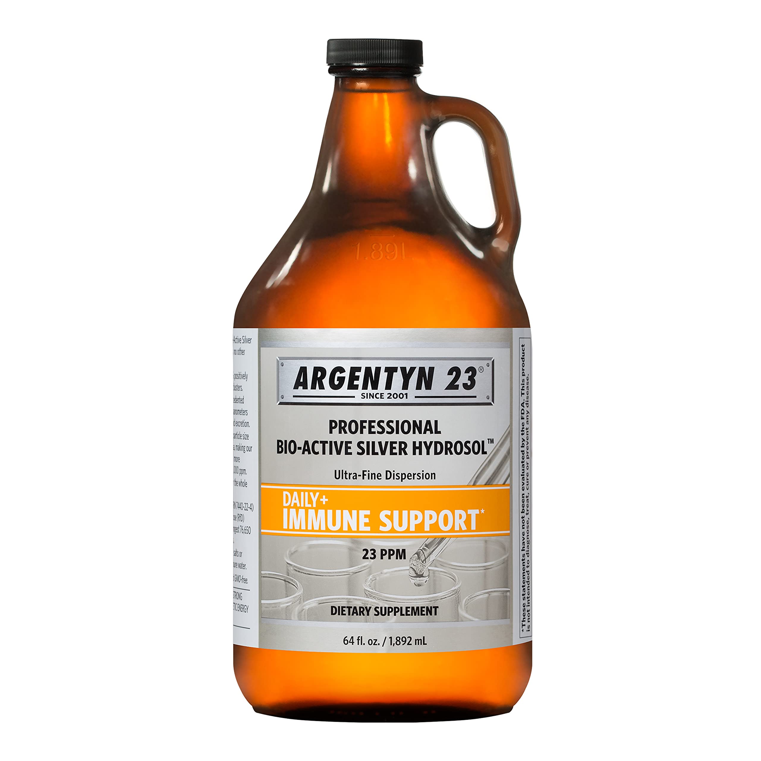 Argentyn 23 bottle close-up showing bio-active silver hydrosol for daily wellness.