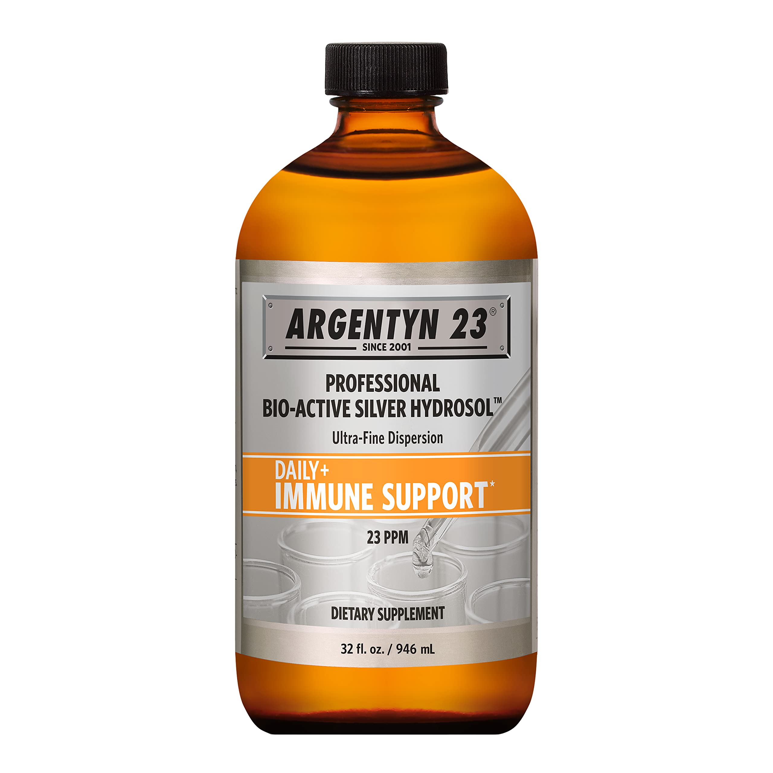 Argentyn 23 professional bottle shows bio-active silver hydrosol for daily immune support.