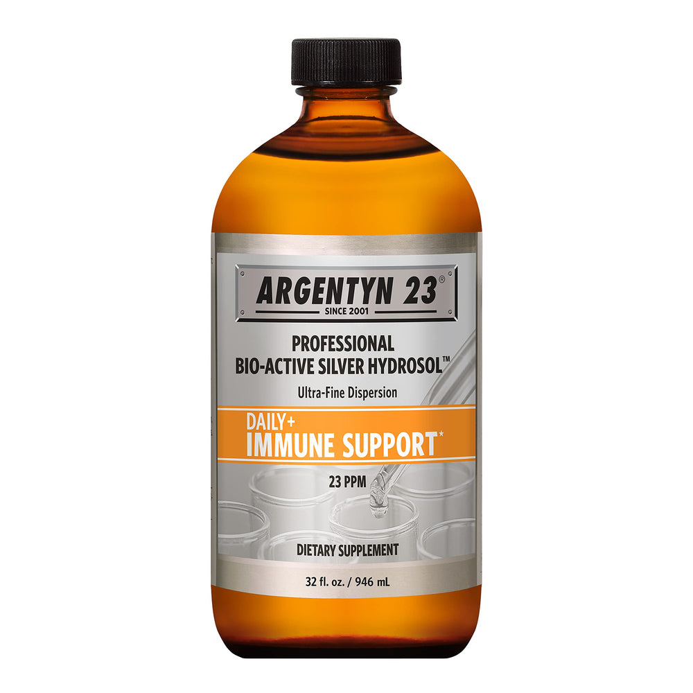 Argentyn 23 professional bottle shows bio-active silver hydrosol for daily immune support.