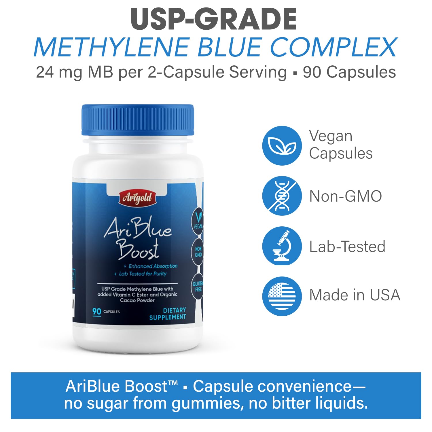 Arigold MB capsule with Vitamin C Ester close-up for antioxidant support.