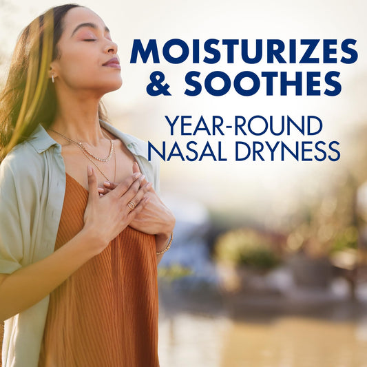 Arm & Hammer Simply Saline Mist bottle side highlights aloe vera ingredient for soothing nasal passages.
