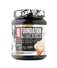 Arms Race ARN Foundation Protein Blend Vanilla Waffle Cone tub highlights quick, tasty protein option