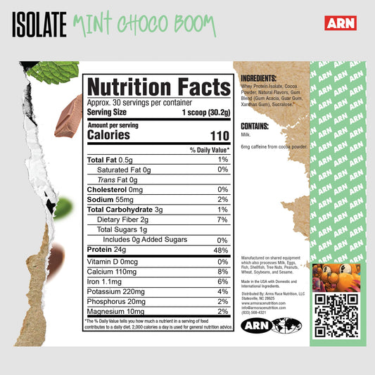 ARN Isolate Mint Chocolate Boom shake shown as quick, protein-rich snack.