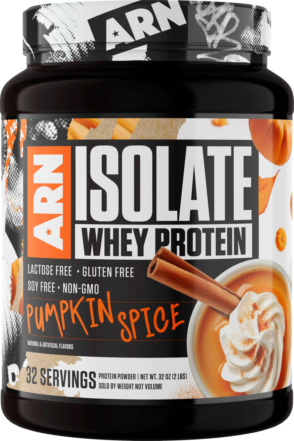 Arms Race ARN Isolate Whey Pumpkin Spice bottle front for premium protein.