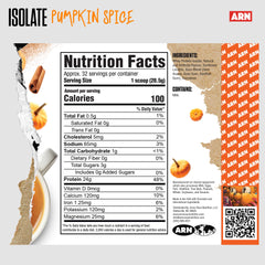 ARN Isolate Whey Pumpkin Spice powder scoop ready for quick mixing.