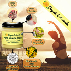Arnica Salve application on hand for quick relief and massage.