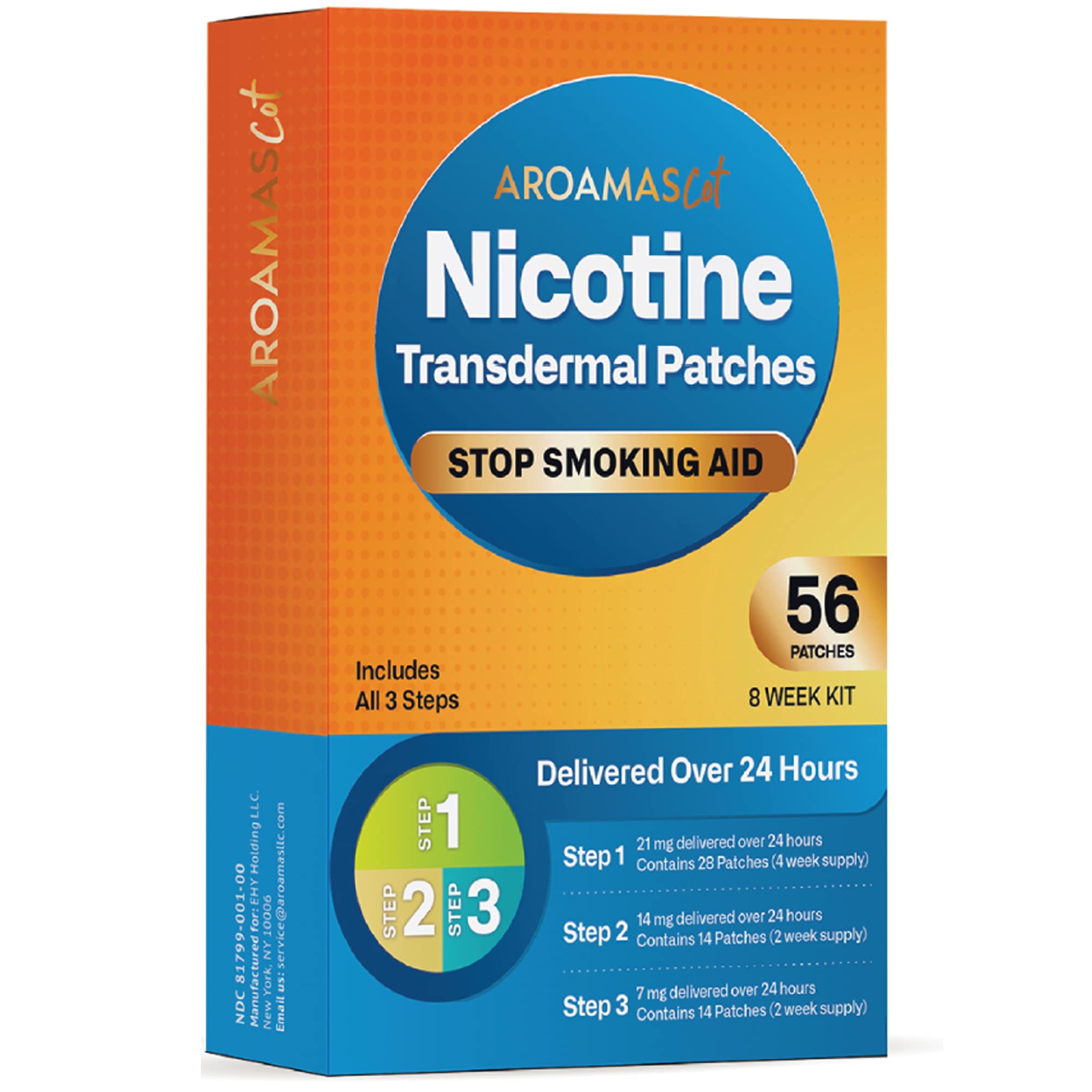 Aroamas Cot Step 1 21mg patch on skin for heavier smokers