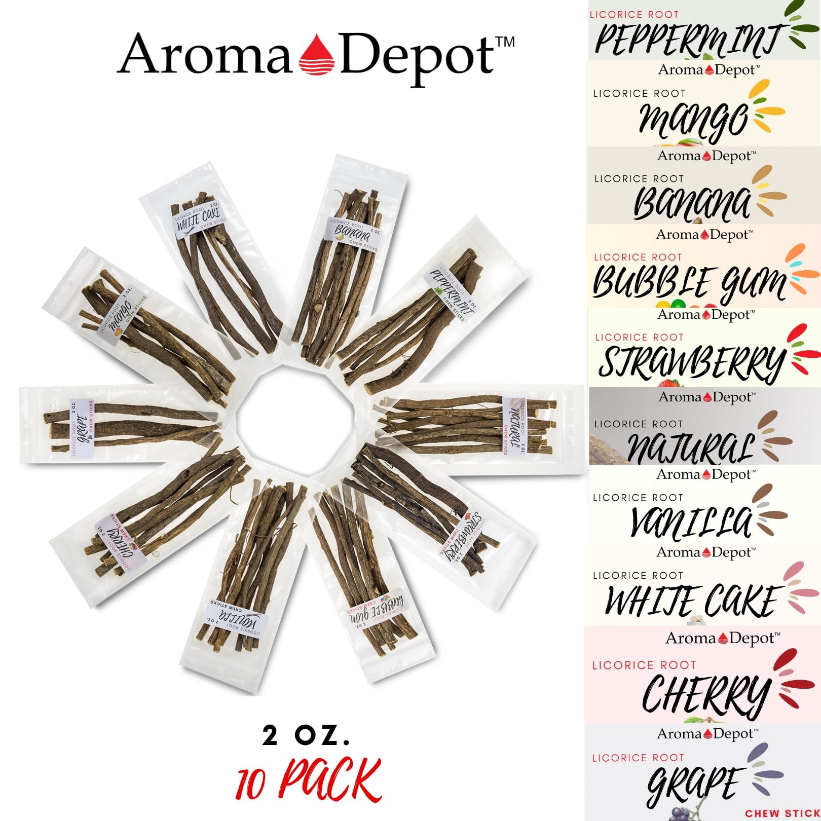 Aroma Depot banana licorice chew stick with fruity aroma and chew.