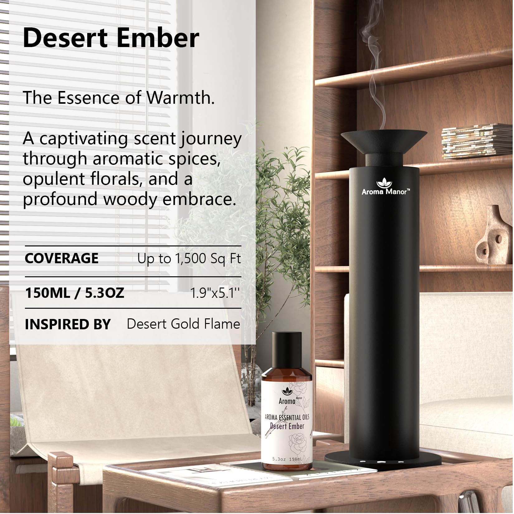 Desert Ember heart notes of rose and leather warm the space