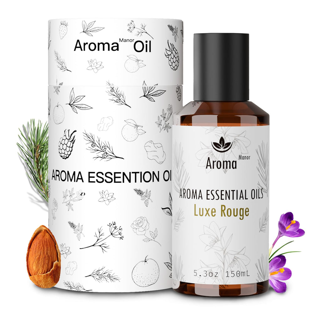 Aroma Manor Luxe Rouge bottle on a diffuser tray for upscale ambience.