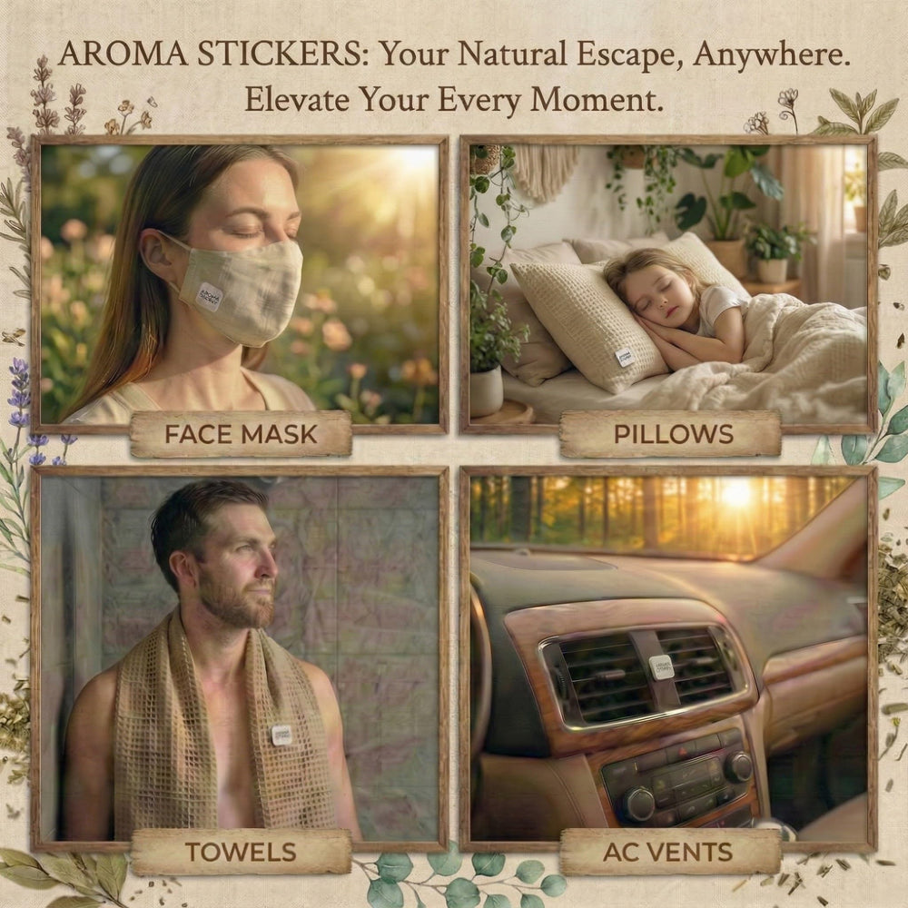 AROMA STICKERS Energize on blanket provides a cozy, natural fragrance.