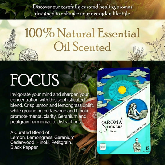 AROMA STICKERS Original Blend Focus pack of 3 for mess-free scent on the go