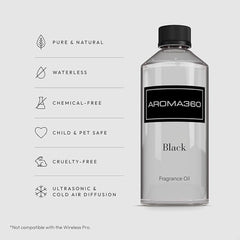 Aroma360 Black Diffuser Oil Blend in a stylish diffuser setup elevates room ambiance