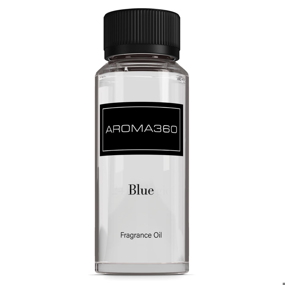 Aroma360 Blue diffuser oil blend bottle releasing a lasting fragrance.