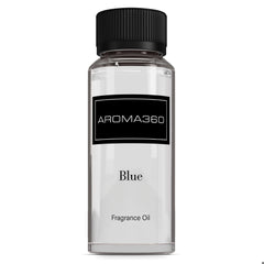 Aroma360 Blue diffuser oil blend bottle releasing a lasting fragrance.