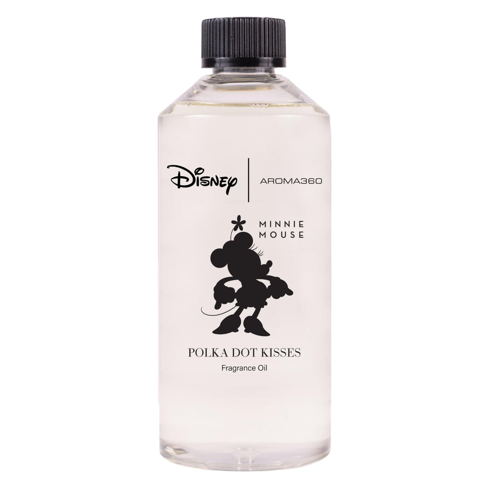 Aroma360 Disney Polka Dot Kisses bottle displaying elegant diffusion-ready design.