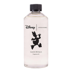 Aroma360 Daisy Duck Sassy Petals bottle closeup adds bold floral mood to any room.