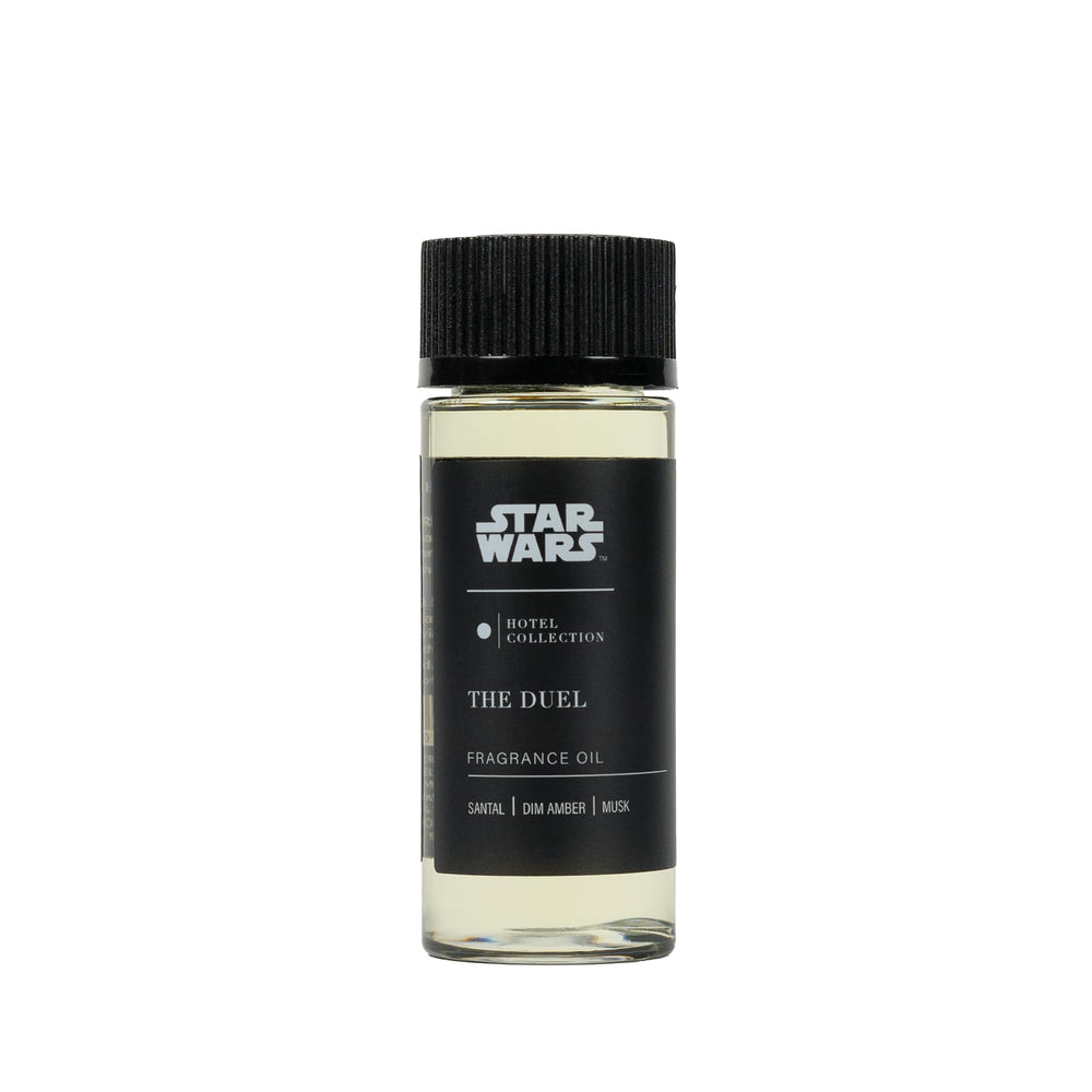 Aroma360 The Duel fragrance oil bottle shown in premium packaging for upscale hotel rooms.