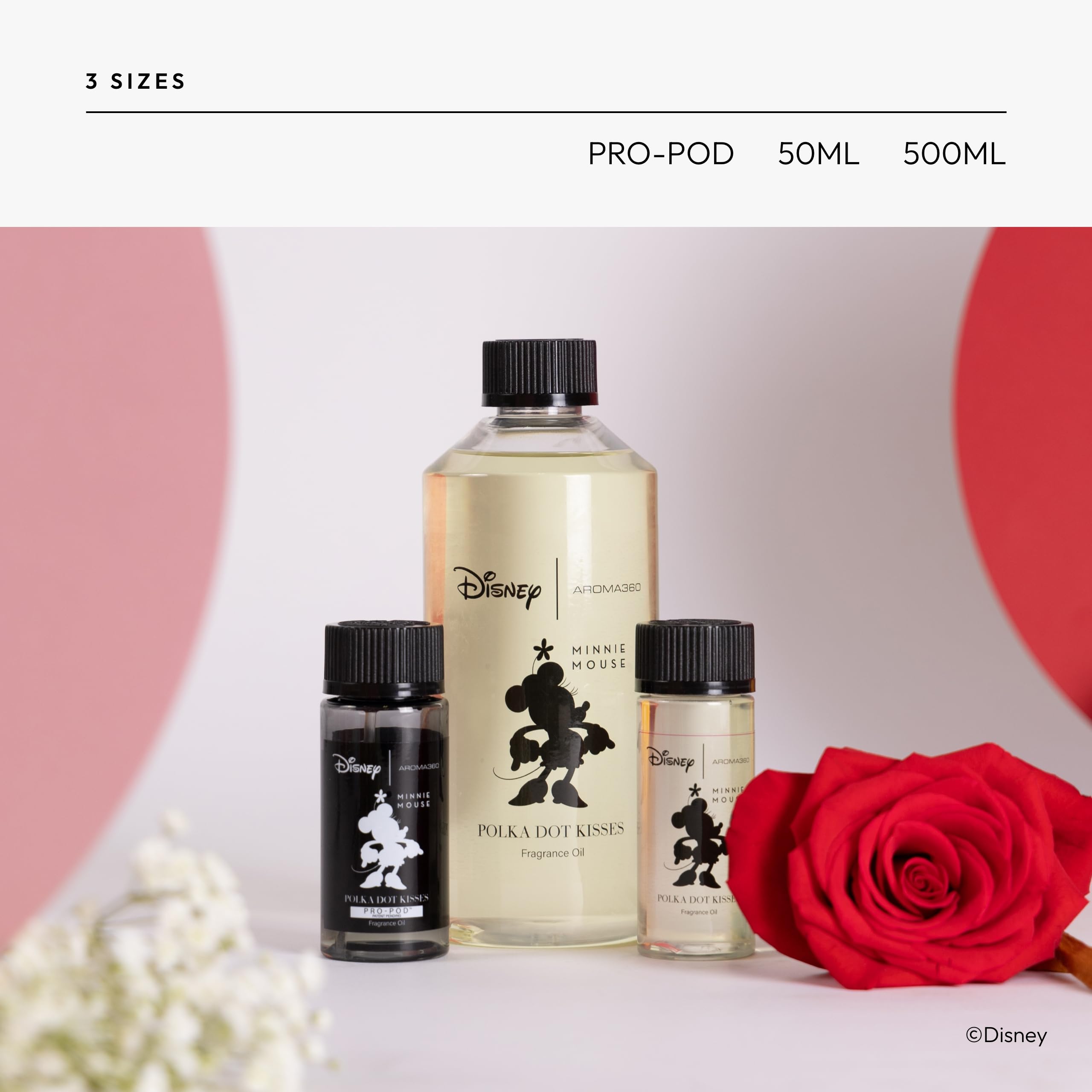 Aroma360 Disney Polka Dot Kisses shown in a living room fragrance display setup.