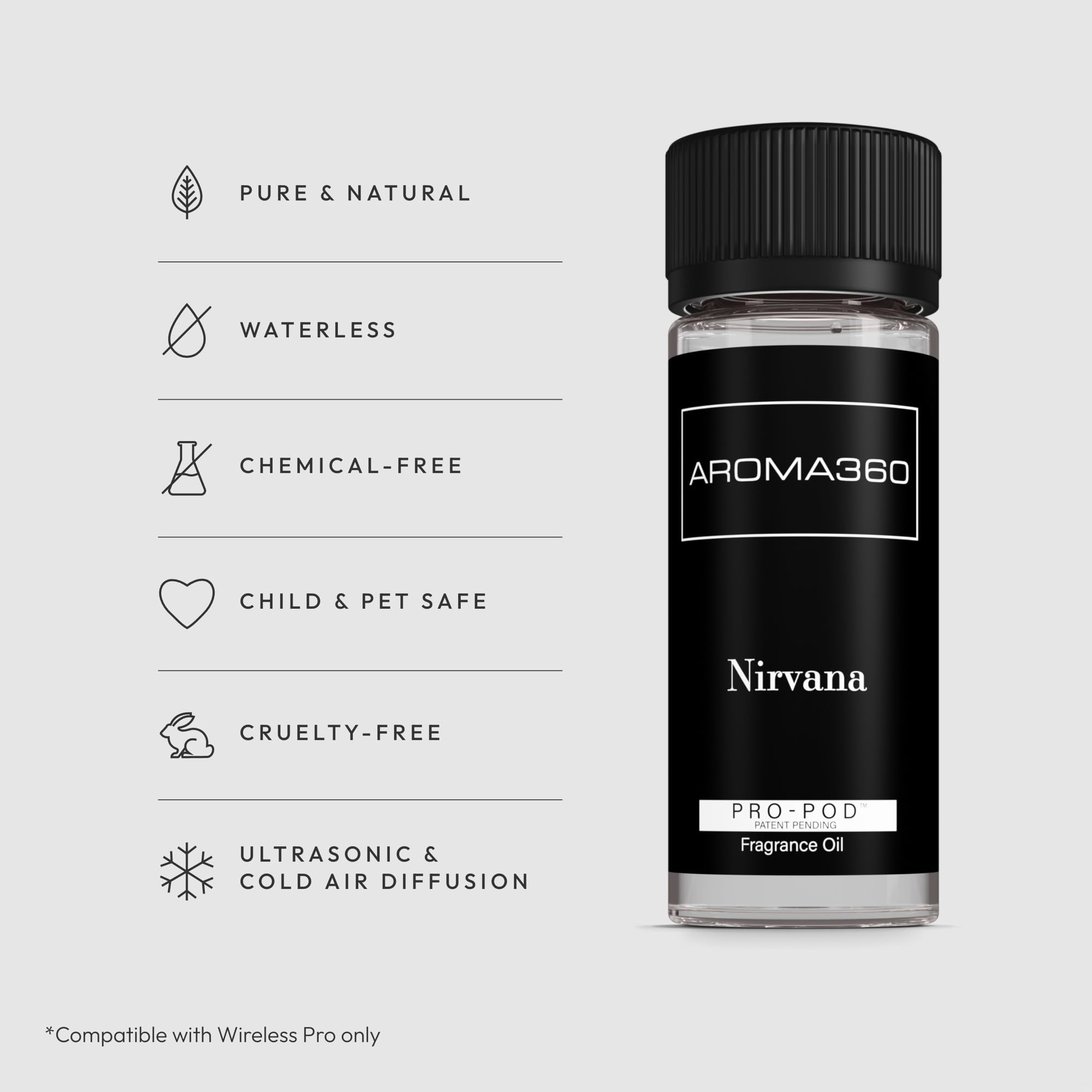 A Aroma360 Nirvana Pro Pod diffuser in action filling a space with a hotel-inspired aroma.