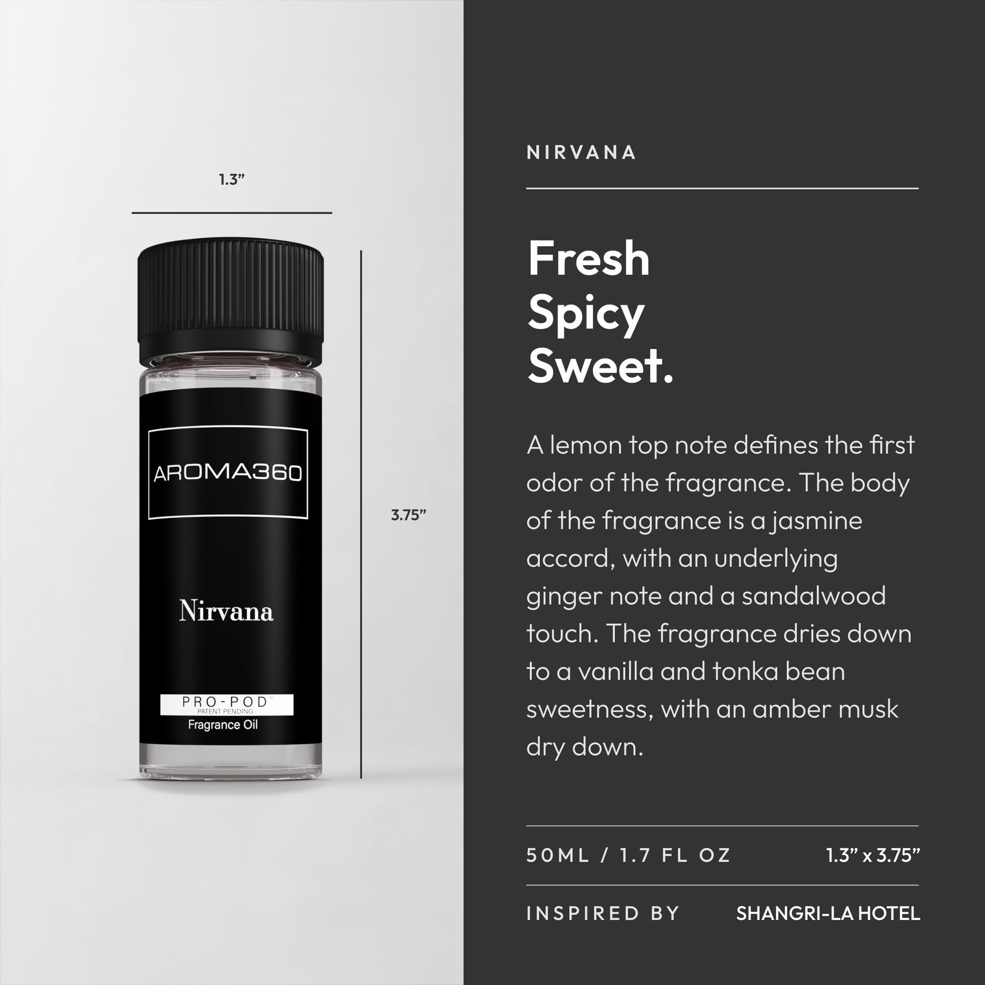 Nirvana Pro Pod lemon essence bottle highlighted for premium diffuser use.