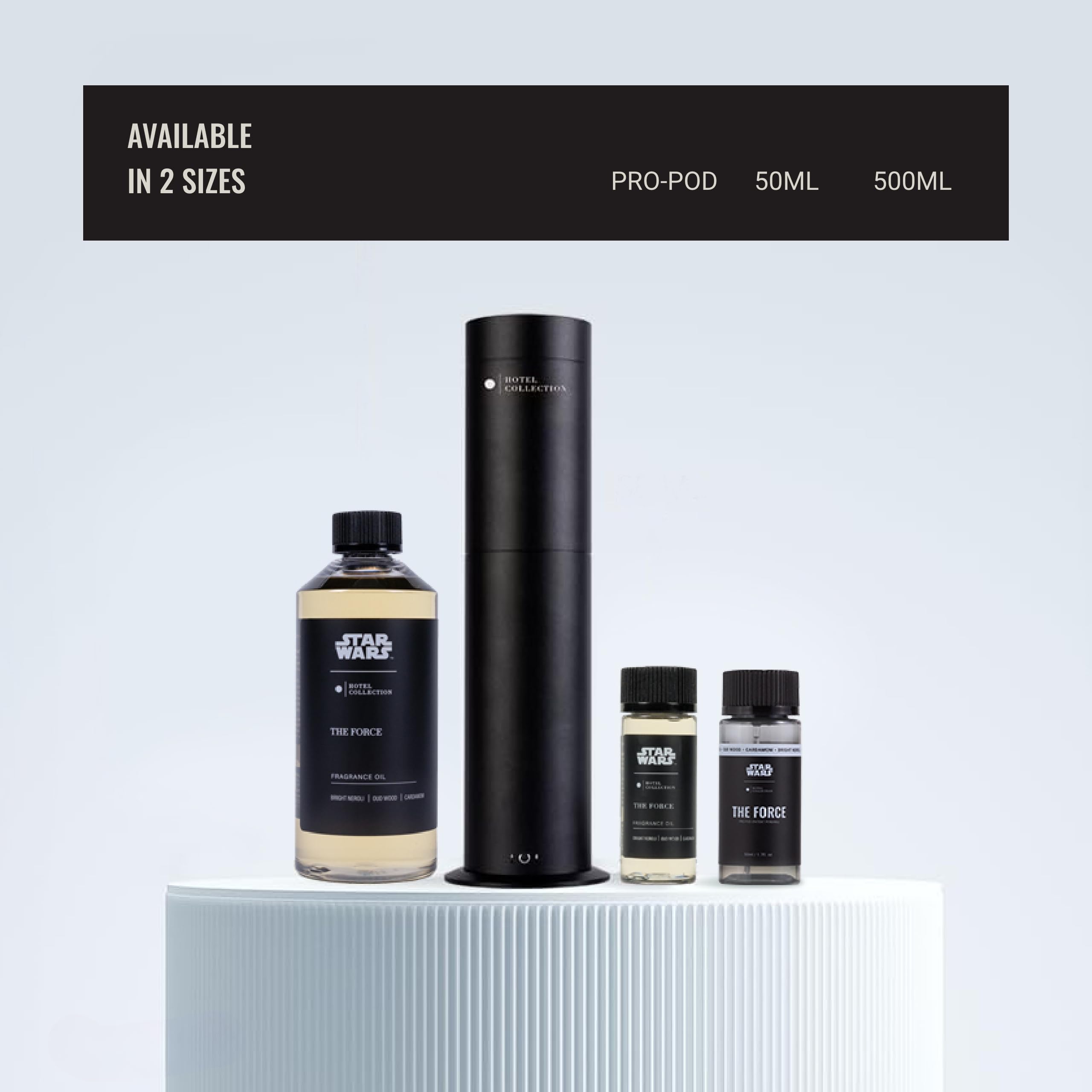 Aroma360 The Force 500ml bottle on shelf with premium presentation
