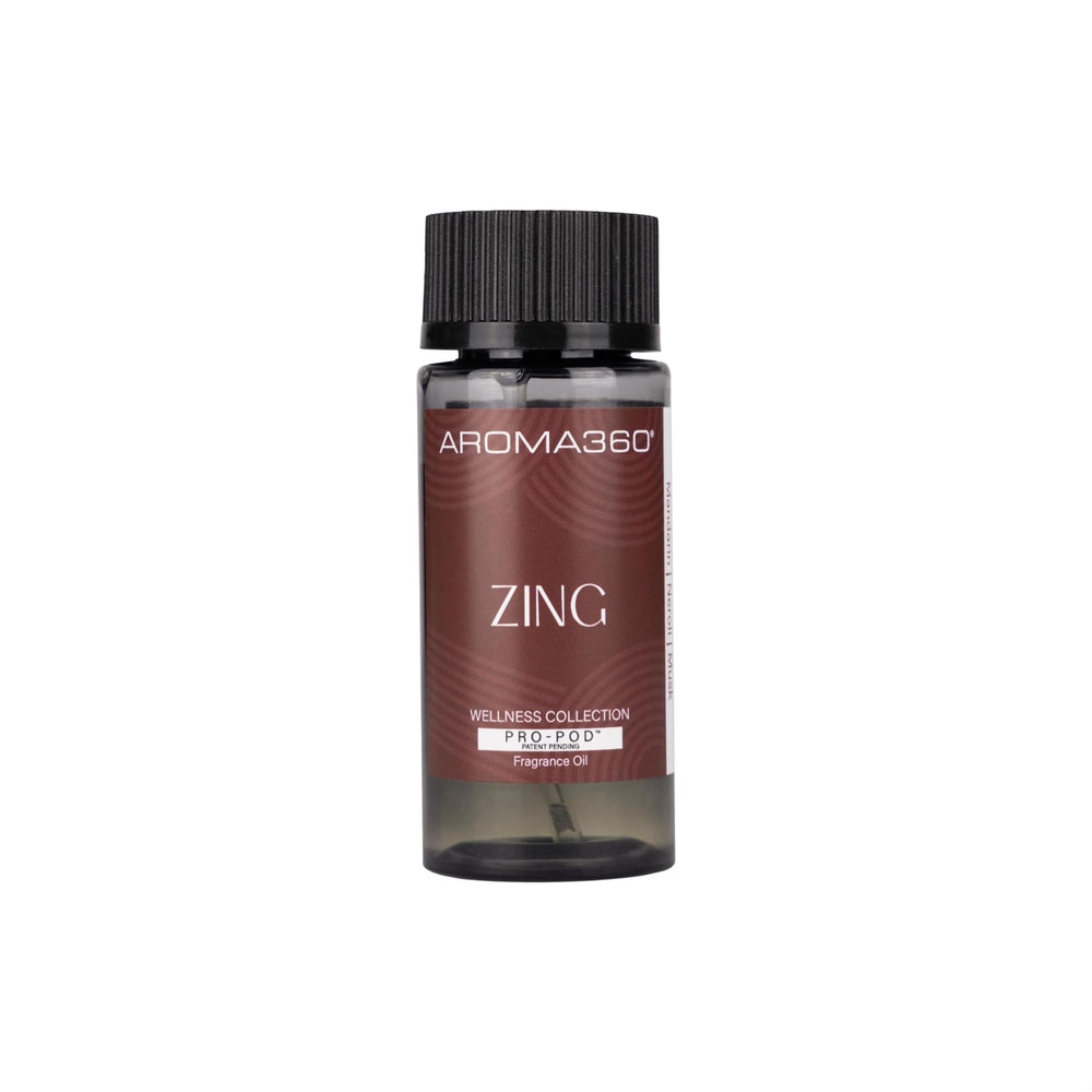 Aroma360 Zing Pro-Pod oil bottle for diffusers, energizing spaces with Mandarin, Neroli and Musk