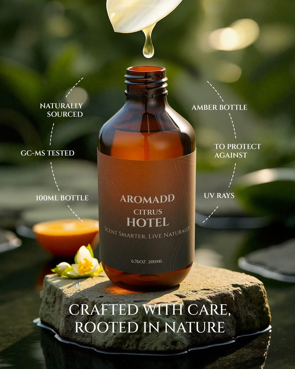 Aromadd Citrus Hotel Diffuser Oil heart notes of orange blossom.