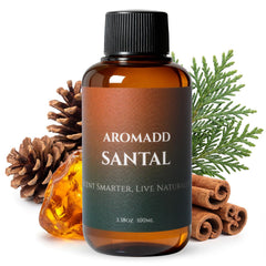 Aromadd Santal diffuser oil bottle showing warm sandalwood aroma for home