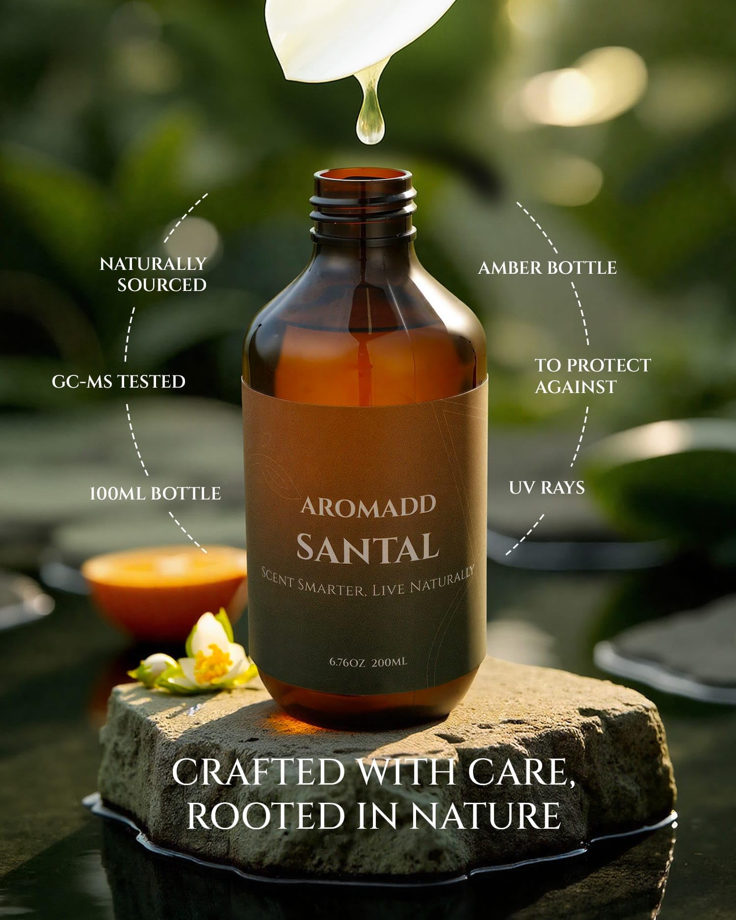 Aromadd Santal diffuser oil packaging highlights concentrated fragrance.