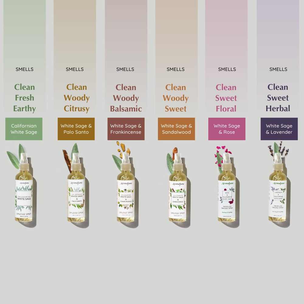 Aromafume White Sage Smudge Spray Set display inspiring mindful space cleansing