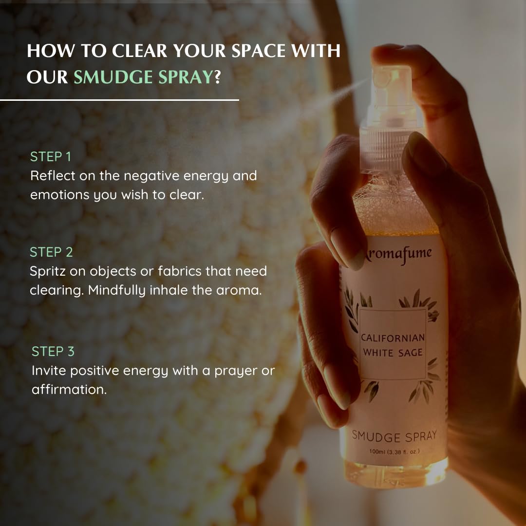 Aromafume White Sage Smudge Spray Set Palo Santo note to rebuke negativity