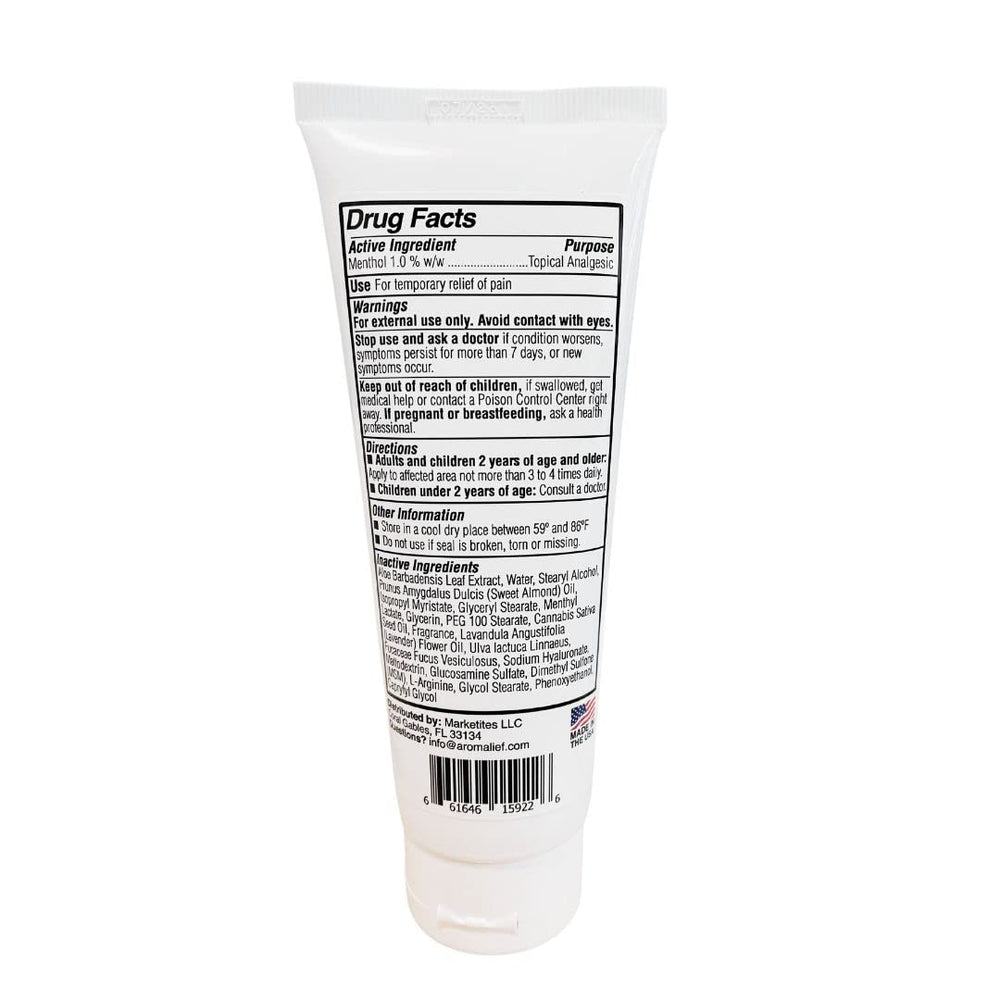 Aromalief Lavender Relief Therapy Cream applied to joints and muscles.