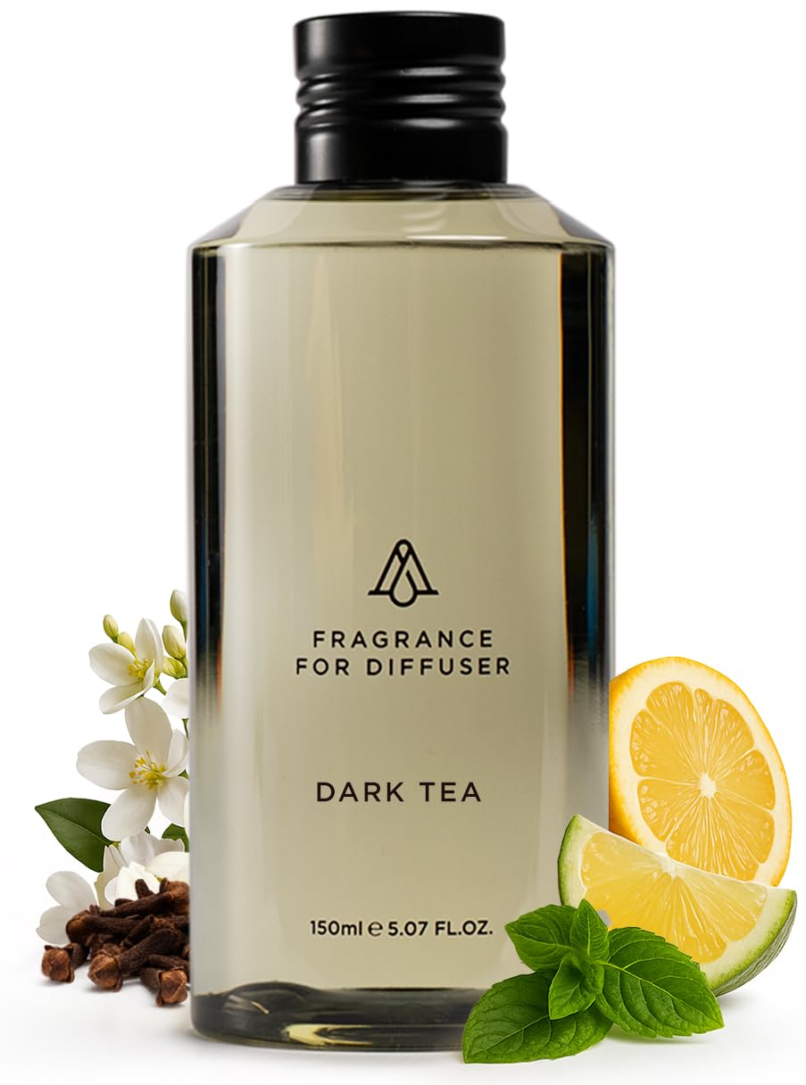 AROMAPLAN Dark Tea oil bottle for hotel-like ambience at home.