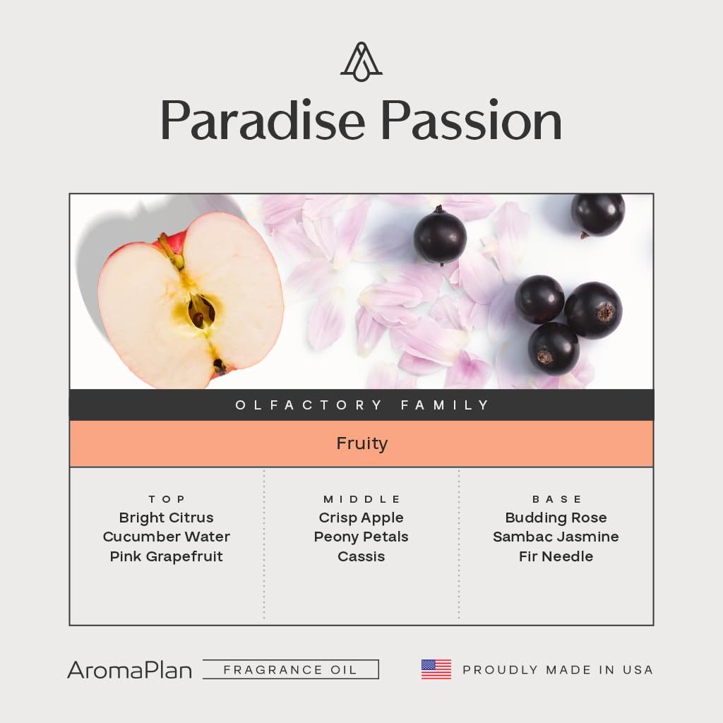 AROMAPLAN Paradise Passion diffuser releasing aroma for a calming home atmosphere.