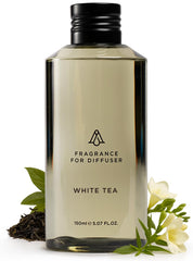 AROMAPLAN White Tea diffuser oil bottle shown for premium hotel and home use