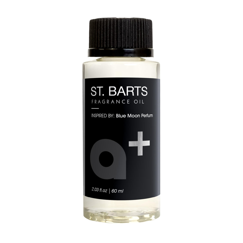 Aromar St Bartz bottle close-up, premium fragrance for waterless diffusers.