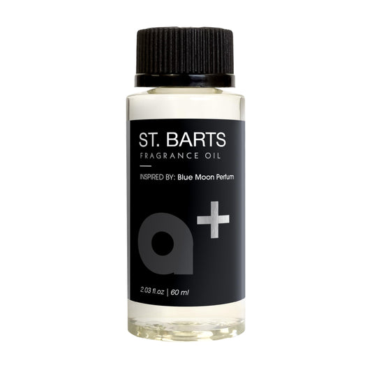 Aromar St Bartz bottle close-up, premium fragrance for waterless diffusers.