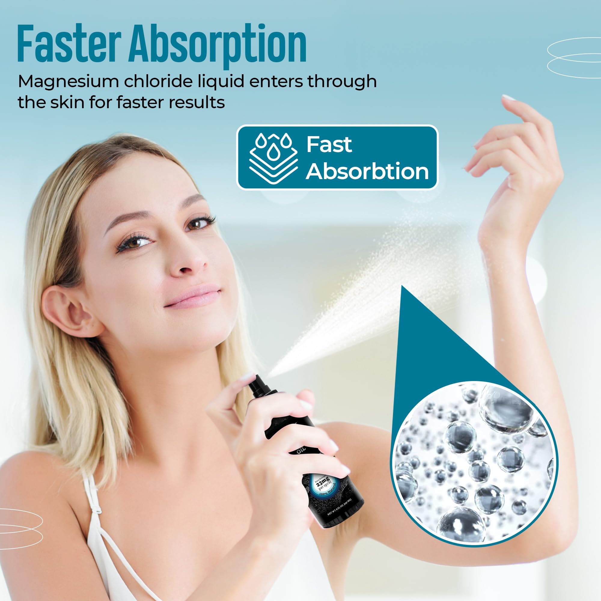 Aromasong magnesium spray bottle demonstrates dermatologist-tested safety