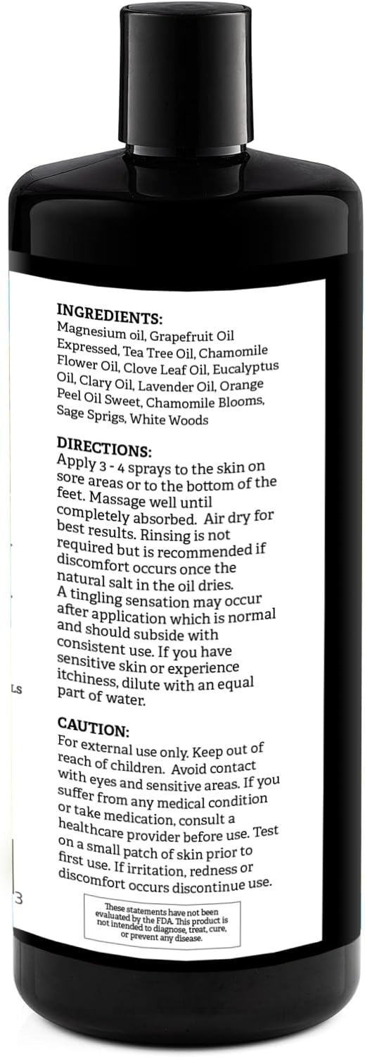 Aromasong magnesium spray absorbing into skin for leg comfort potential