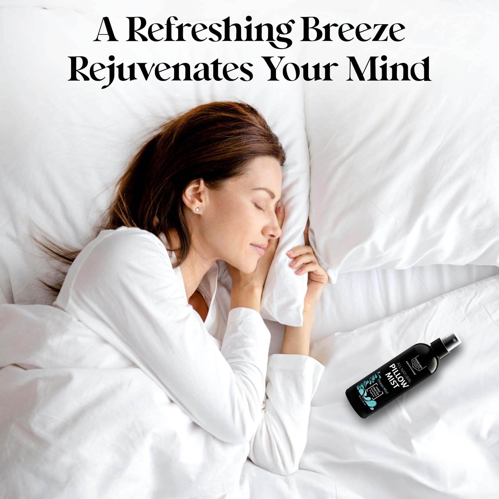 Aromasong travel bottle pillow spray shown for on-the-go sleep support.