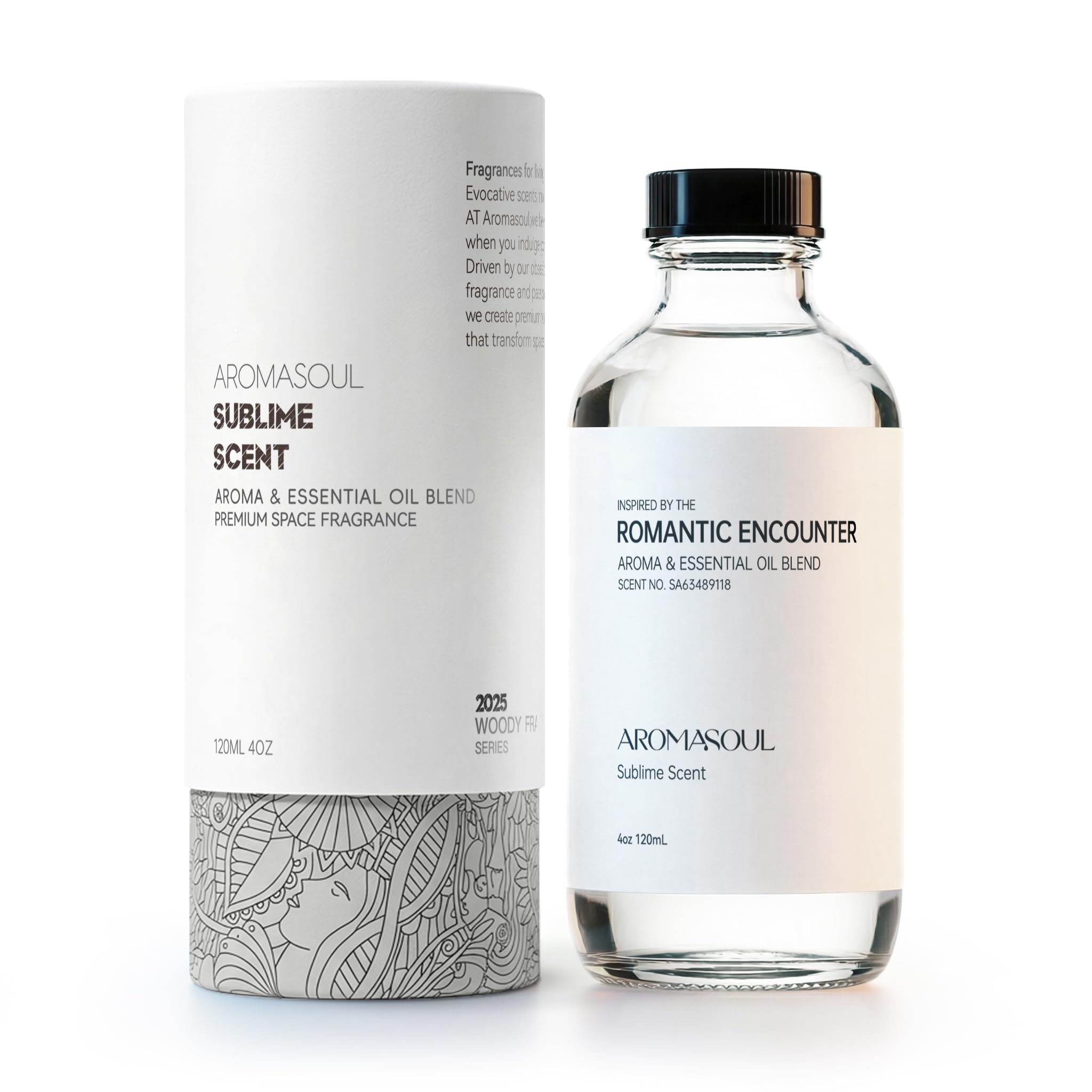 AROMASOUL Romantic Encounter bottle close-up, premium scent for intimate evenings.