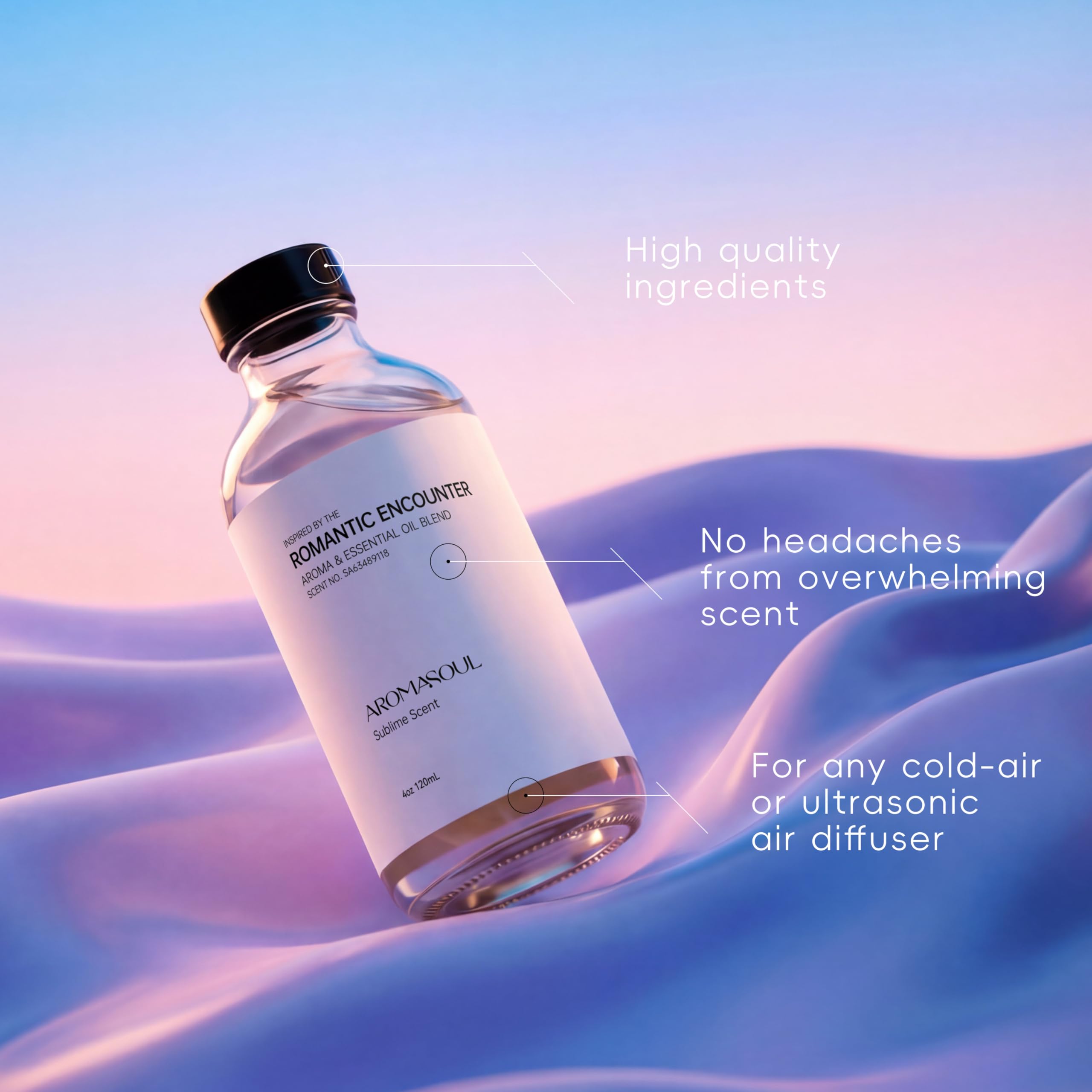 AROMASOUL Romantic Encounter top notes close-up, highlighting pink pepper and kumquat.