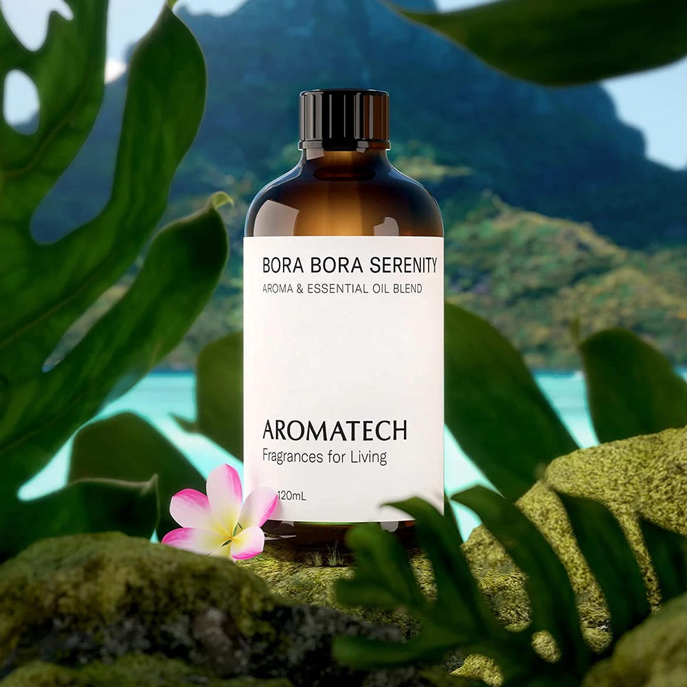 AromaTech Bora Bora Serenity diffuser setup showing premium essential oil blend.